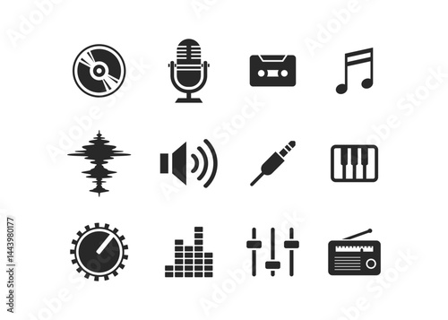 Music icon set stock illustration