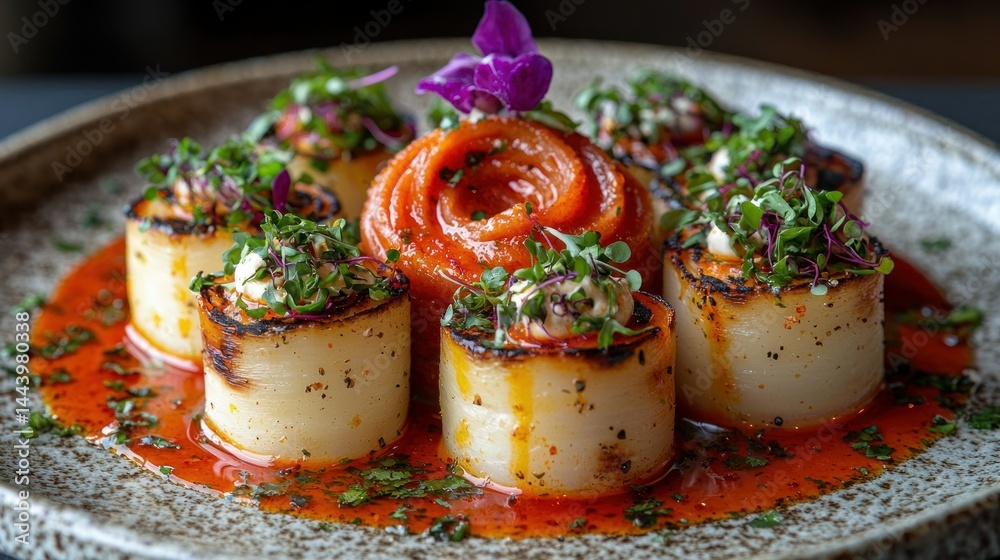 Gourmet Potato Rolls with Smoked Salmon and Herbs