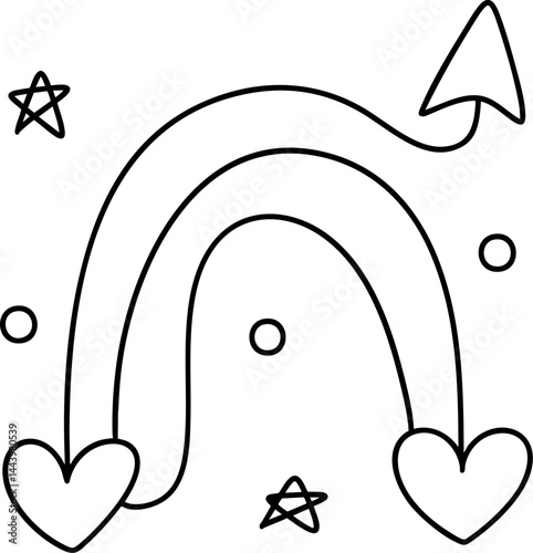 colorful rainbow with hearts and stars symbolizes joy and positivity, creating vibrant atmosphere