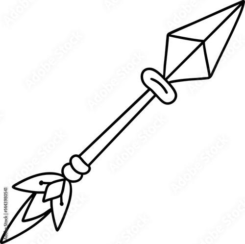 detailed illustration of spear featuring pointed tip and decorative elements, symbolizing strength and tradition