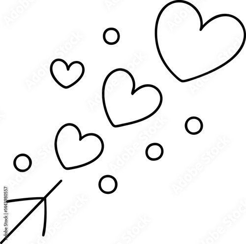 simple illustration of hearts and arrow, symbolizing love and affection, perfect for romantic themes