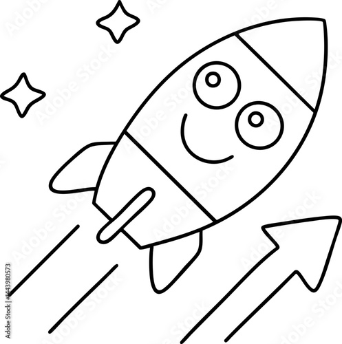 cheerful rocket illustration symbolizes business growth and progress, showcasing dynamic timeline with upward arrow