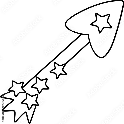 whimsical arrow with stars trailing behind it symbolizes journey or direction creative way. This design can be used various