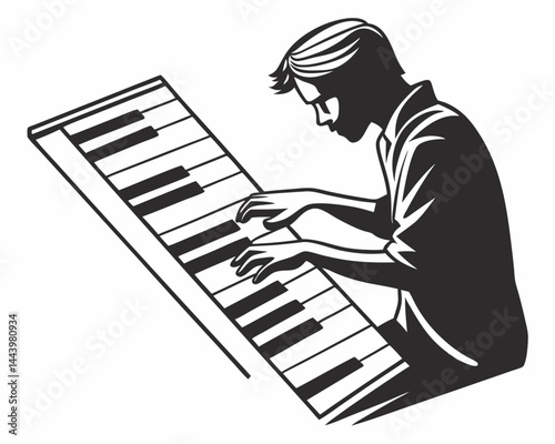 Pianist Playing Keyboard Monochrome Music Instrument Musician Performing Performance Concert Skillful Man