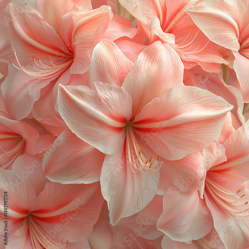 name : striking warm pink amaryllis wall, dreamy macro bloom,