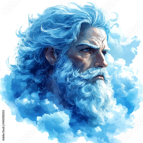 Greek Titan Cronus Swallowing His Children, watercolor vector, isolated on a white background.