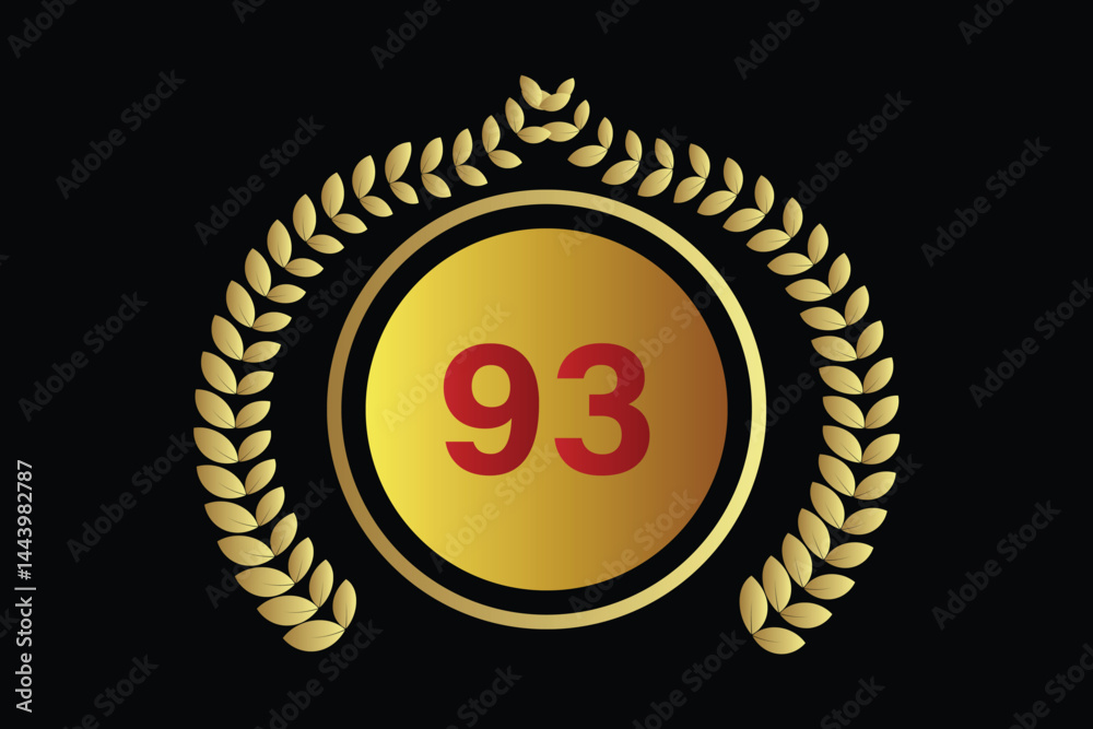 Naklejka premium number 93 icon with laurel wreath vector.