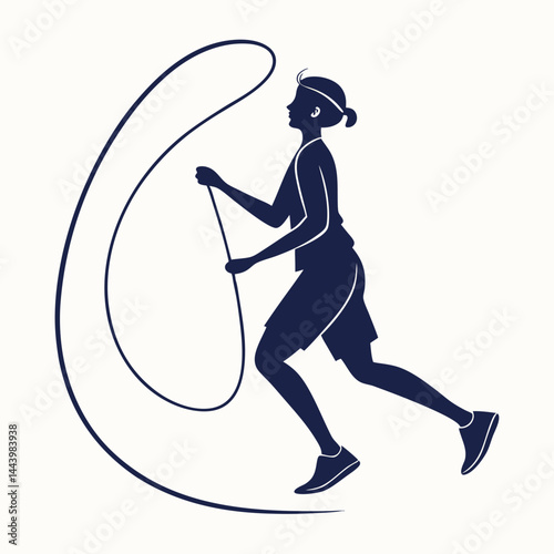 Silhouette Of Rhythmic Gymnast Performing With Ribbon Minimal Design Style