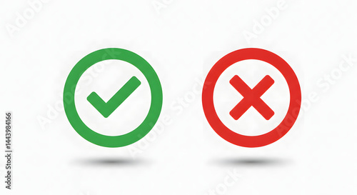 Simple Green Checkmark and Red Cross Icons: Minimalist Graphic Design