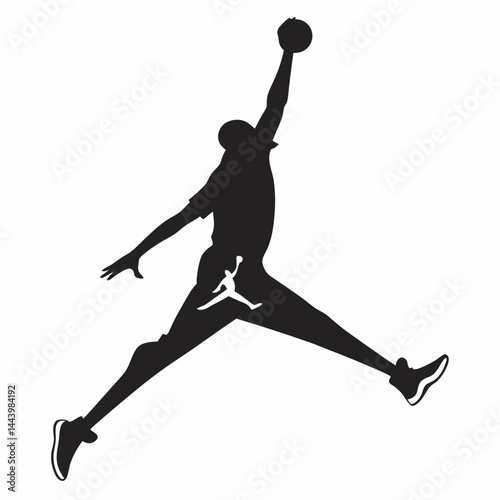 Basketball Player Dunking Silhouette Action Sports Icon Creative Design Symbol Graphic