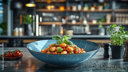Hearty pasta dish with beans and herbs