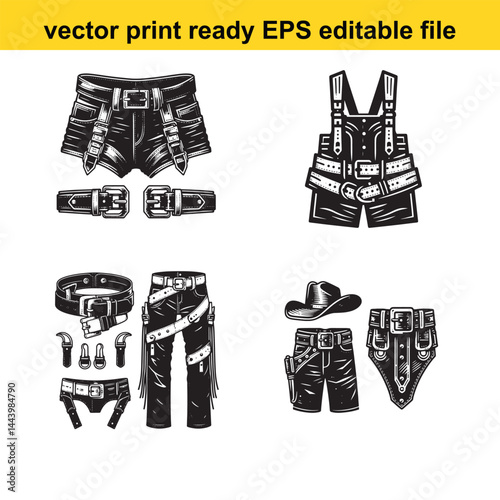Western chaps vector silhouette
