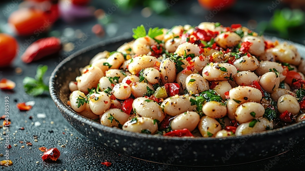 Hearty white bean salad with herbs and peppers