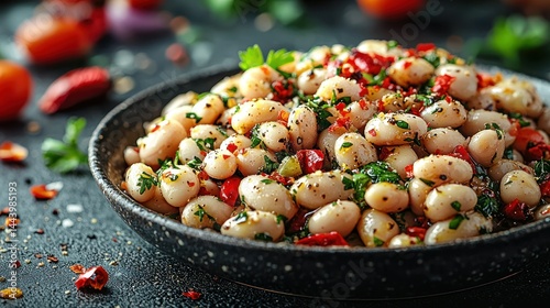 Hearty white bean salad with herbs and peppers