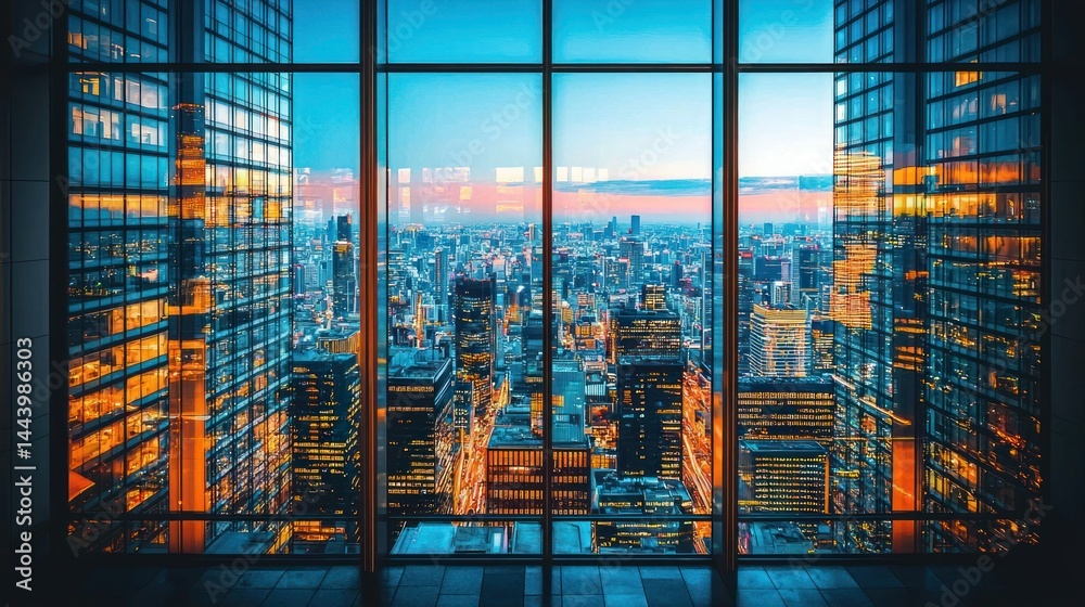 High-rise city view from a modern skyscraper