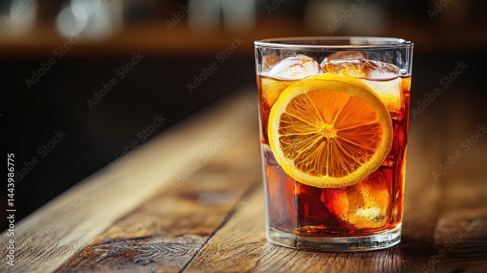 Iced cocktail with lemon