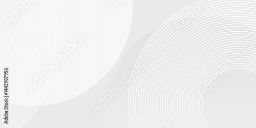 White geometric abstract background overlap layer on bright space with lines effect decoration. Modern graphic design element circles modern simple