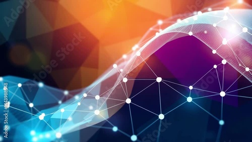 Abstract Technology Background with Colorful Network Connection