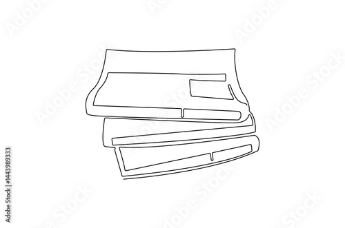 Continuous one line drawing Stack of news newspapers. Single line drawing illustration of News newspapers. Breaking news concept vector art. Doodle line illustration.