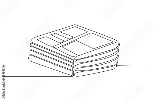 Continuous one line drawing Stack of news newspapers. Single line drawing illustration of News newspapers. Breaking news concept vector art. Doodle line illustration.