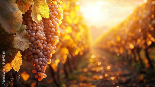 Obraz na płótnie Lush vineyard at golden sunset w salonie