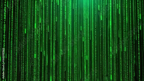Green Binary Digital Rain Background with Glowing Matrix Effect