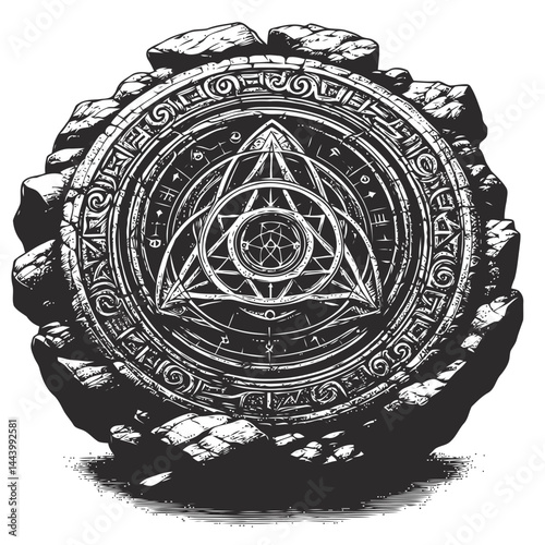 Mystical Illustration of an Ancient Stone Circle Surrounded by Spiritual Energy and Enigmatic Aura