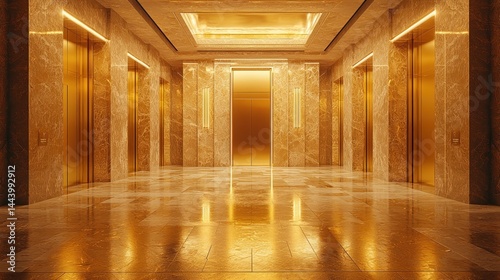 Obraz na płótnie Luxurious gold elevator lobby w salonie