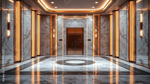 Obraz na płótnie Luxurious marble foyer with golden accents w salonie