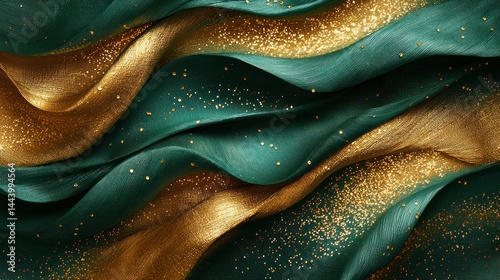 Obraz na płótnie Luxurious Teal and Gold Fabric Texture w salonie