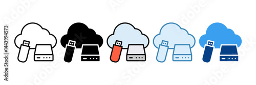 Storage Icon Set Multiple Style Collection
