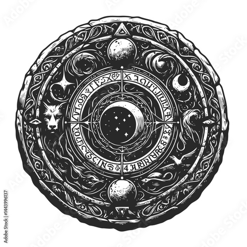 Enigmatic and Timeless Depiction of an Ancient Stone Circle Surrounded by Fog and Magical Spiritual Forces