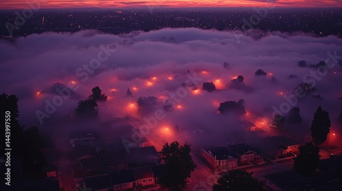 Obraz na płótnie Misty suburban streets at dawn w salonie