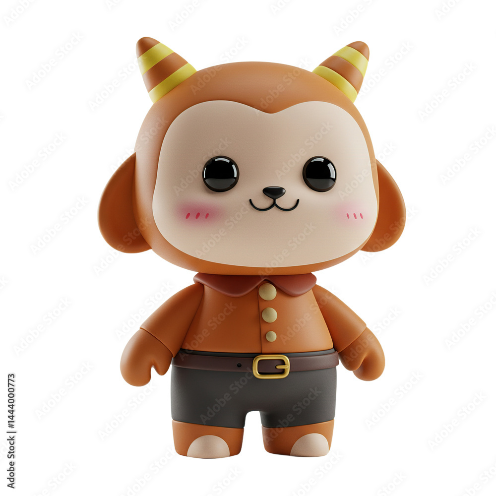 Cute Brown Ram Cartoon Character 3D Render Cute Brown Ram Cartoon Character 3D Render