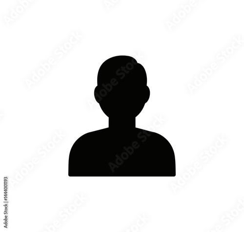 Black silhouette of a gender neutral person with short hair, representing an anonymous user or generic individual, on a transparent background