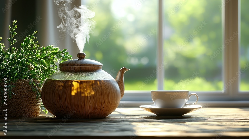Morning tea ritual by the window
