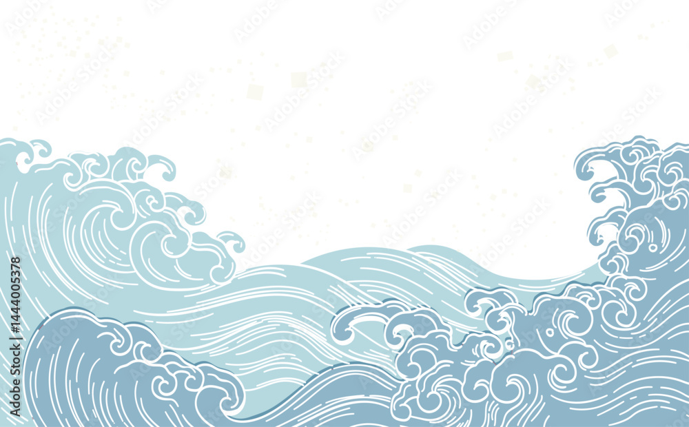 Japanese background with line ocean sea pattern vector. Abstract template with geometric wave pattern in oriental style Japanese background with line ocean sea pattern vector. Abstract template with geometric wave pattern in oriental style
