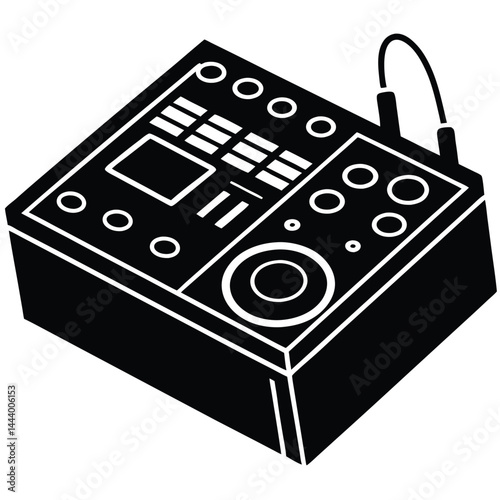 Isolated Black Vector audio interface With White Background