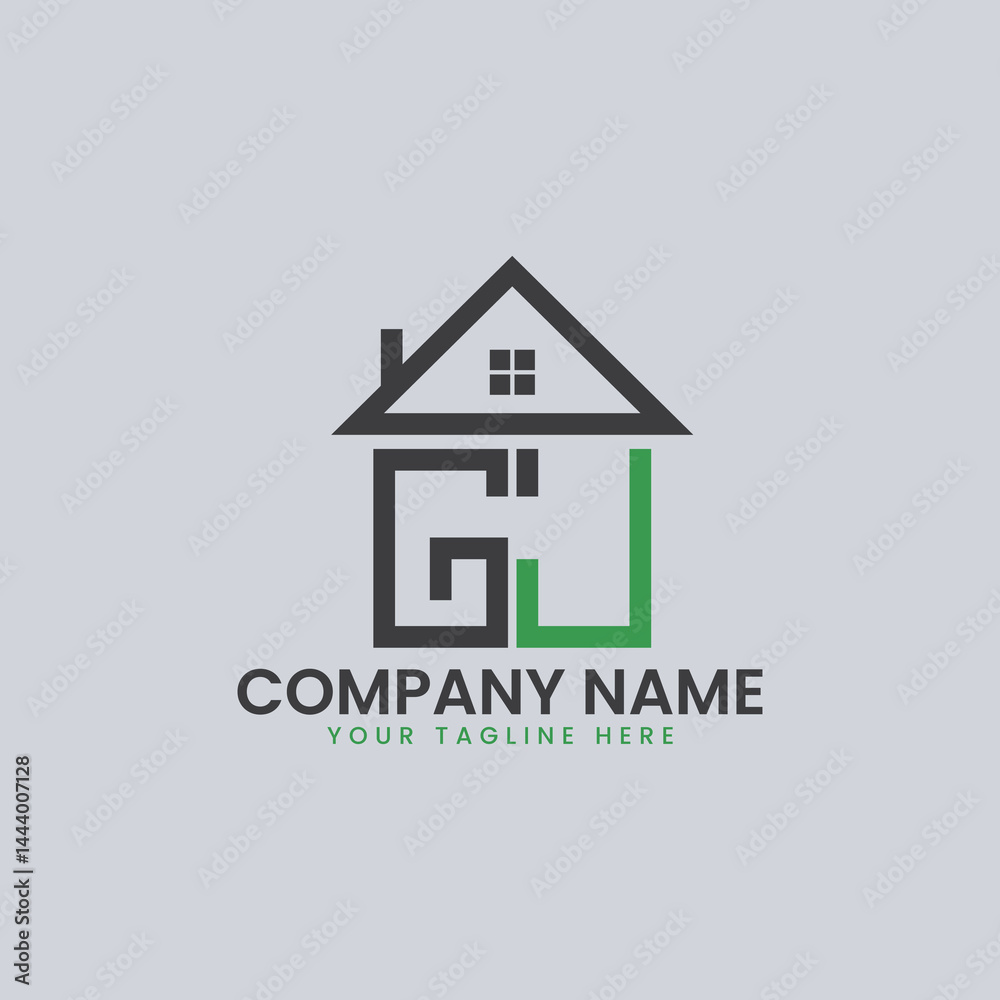 Fototapeta premium Modern Real Estate Alphabet Logo House Icons
