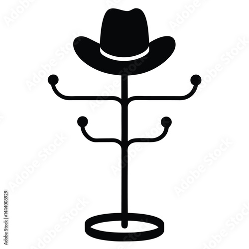 Isolated Black Vector hat rack With White Background