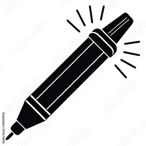 Isolated Black Vector highlighter pen for scripts With White Background