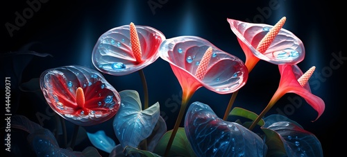 anthurium in Delfts Blauw,ai generative