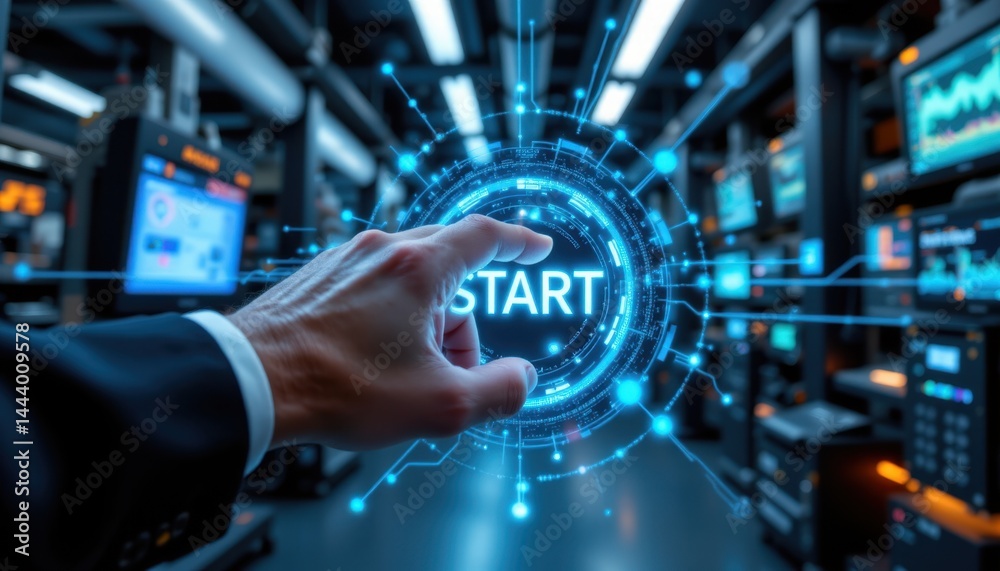 Initiating digital operations data center technology visuals high-tech environment close-up view innovation concept Initiating digital operations data center technology visuals high-tech environment close-up view innovation concept