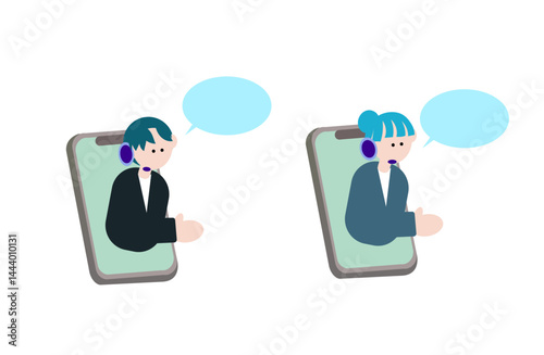 スマホで会話をするオペレーター