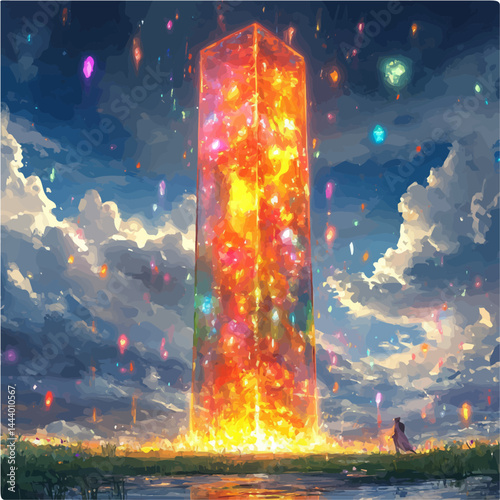 Glowing Portal In Mid-air, watercolor vector, isolated on a white background.