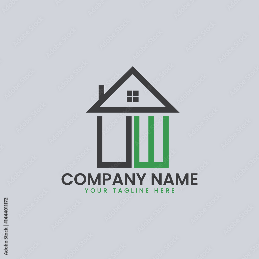 Fototapeta premium Modern Real Estate Alphabet Logo House Icons