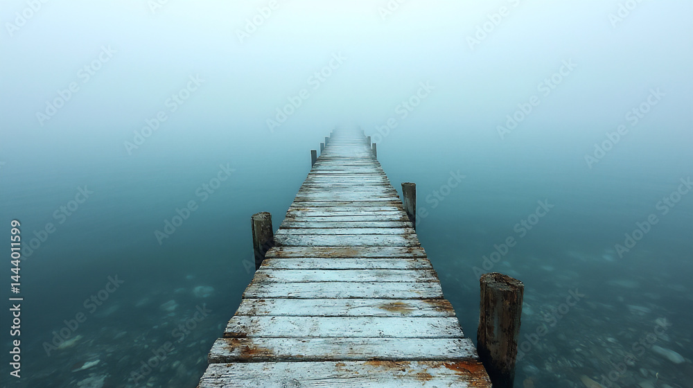 Fototapeta premium summer's pale light, empty pier,