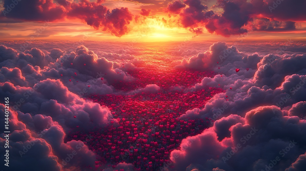 Fototapeta premium Vibrant sunset sky above clouds