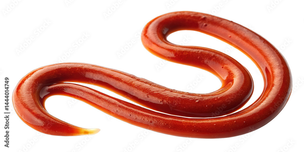 Entwined loop of tomato ketchup on a transparent background, studio shot