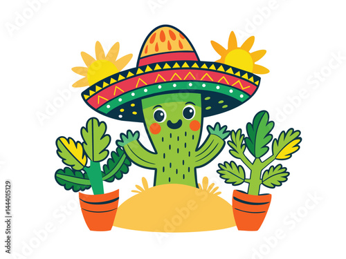 mexican sombrero and cactus